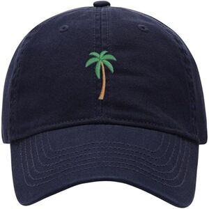 Unisex Navy 100%Cotton Palm Tree Embroidered Adjustable Fit Classic Baseball Cap